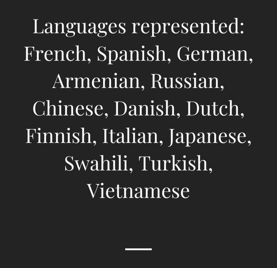 Languages represented in Open Classroom Week