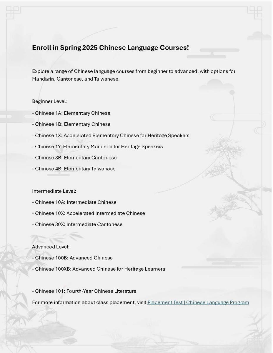 Chinese courses flyer