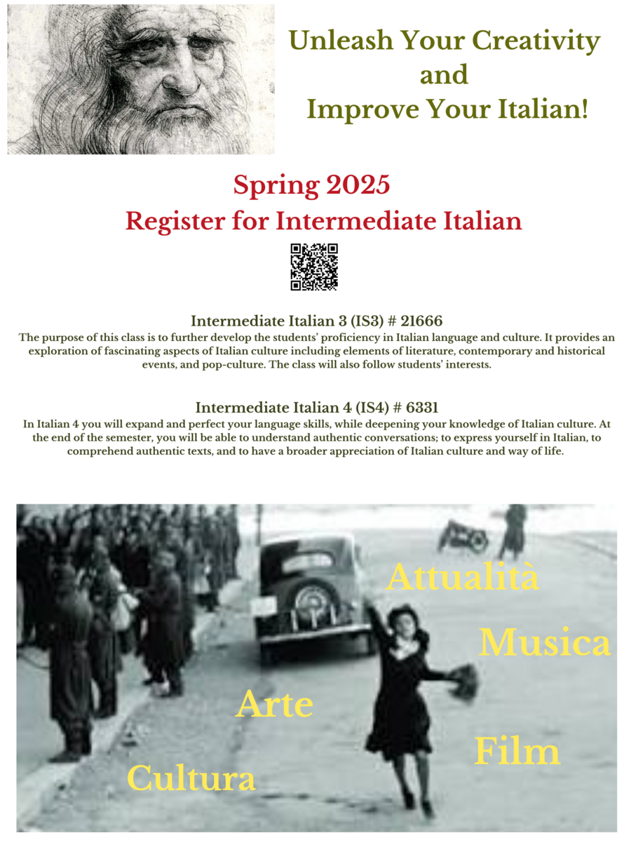 Intermediate Italian course flyer