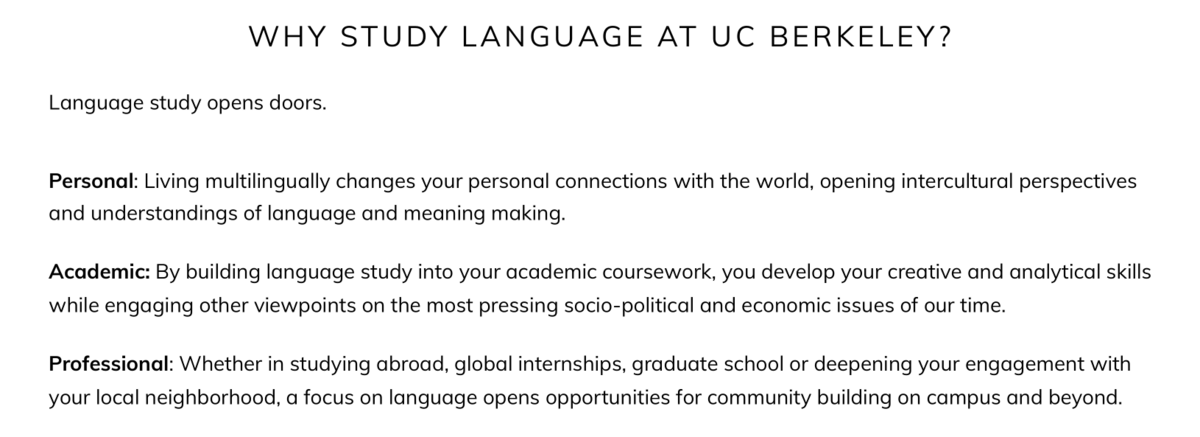Why study language at UCB?